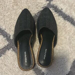 Maurice’s black woven mules